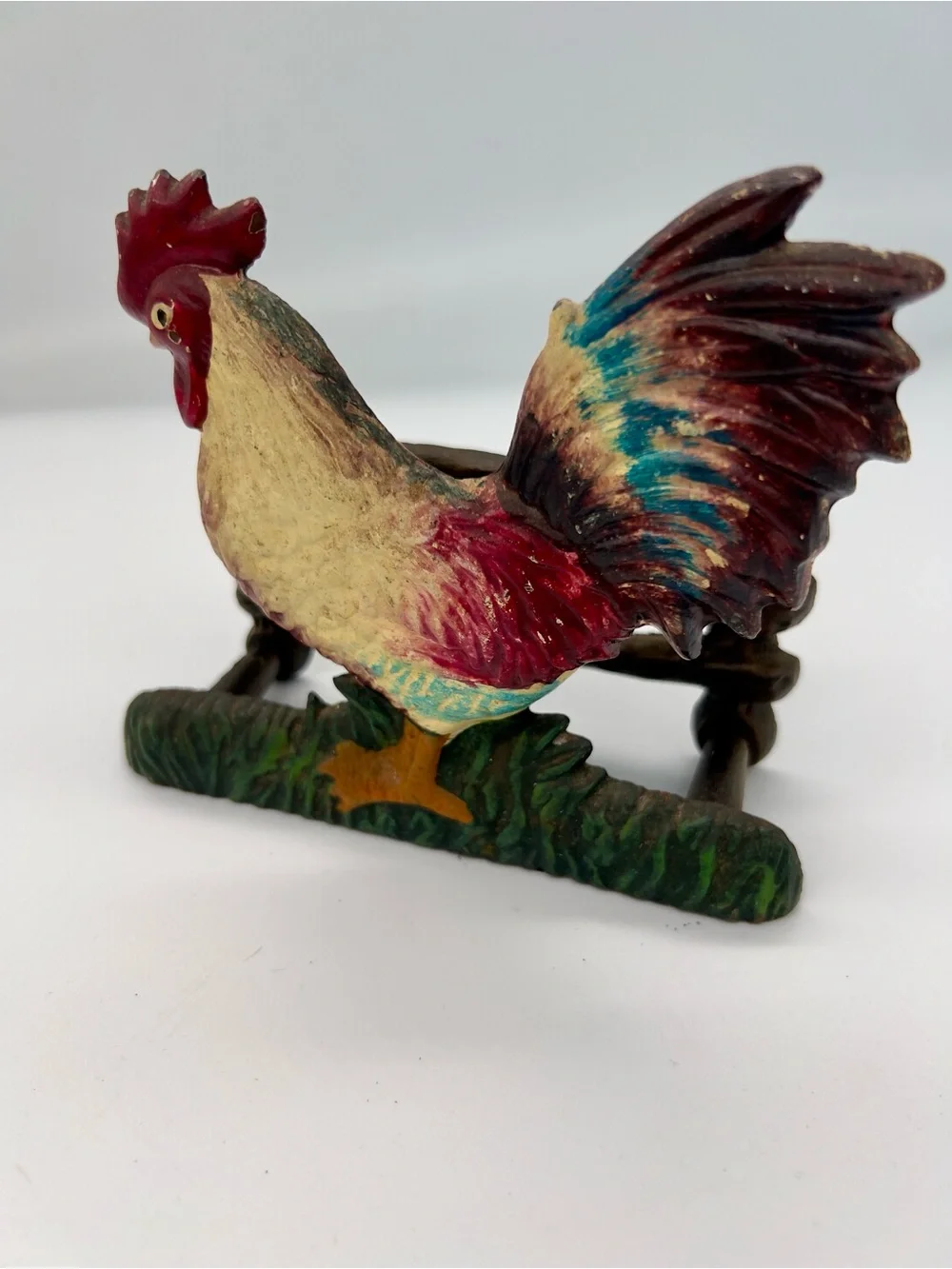 Vintage cast iron Rooster Figurine - Farmhouse Accent